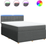 vidaXL Κρεβάτι Boxspring με Στρώμα Σκούρο Γκρι 140x200 εκ Υφασμάτινο