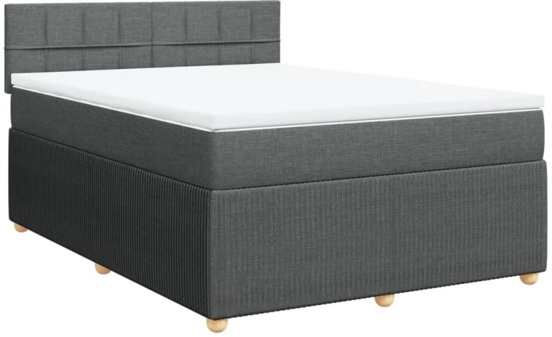 vidaXL Κρεβάτι Boxspring με Στρώμα Σκούρο Γκρι 140x200 εκ Υφασμάτινο