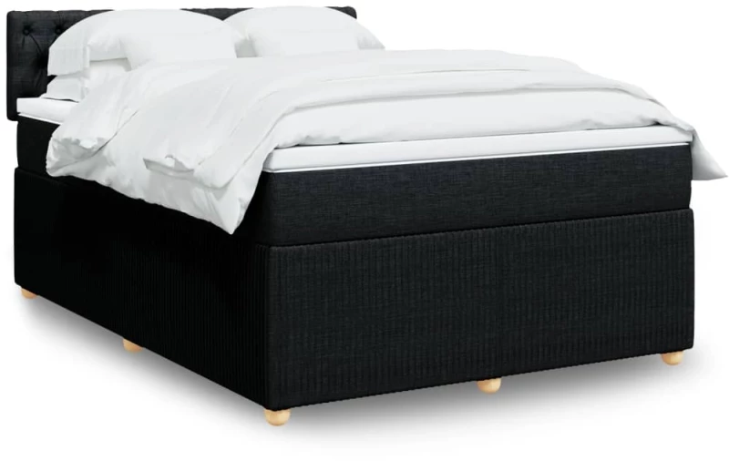 vidaXL Κρεβάτι Boxspring με Στρώμα Μαύρο 140x200 εκ. Υφασμάτινο