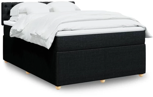 vidaXL Κρεβάτι Boxspring με Στρώμα Μαύρο 140x200 εκ. Υφασμάτινο