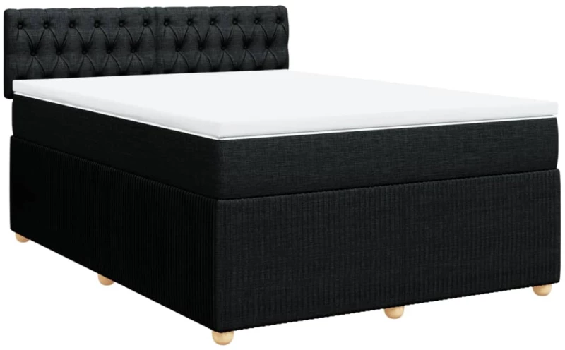 vidaXL Κρεβάτι Boxspring με Στρώμα Μαύρο 140x200 εκ. Υφασμάτινο