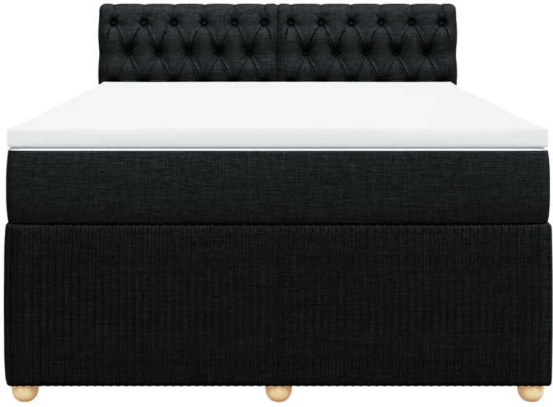 vidaXL Κρεβάτι Boxspring με Στρώμα Μαύρο 140x200 εκ. Υφασμάτινο