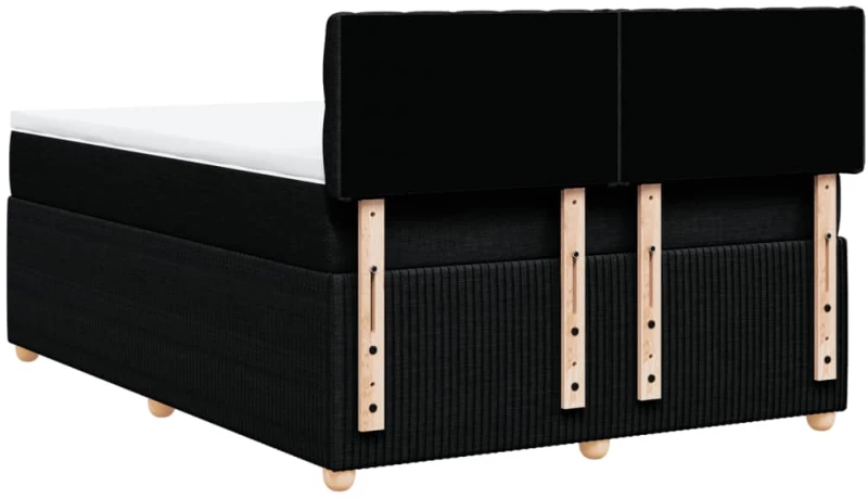 vidaXL Κρεβάτι Boxspring με Στρώμα Μαύρο 140x200 εκ. Υφασμάτινο