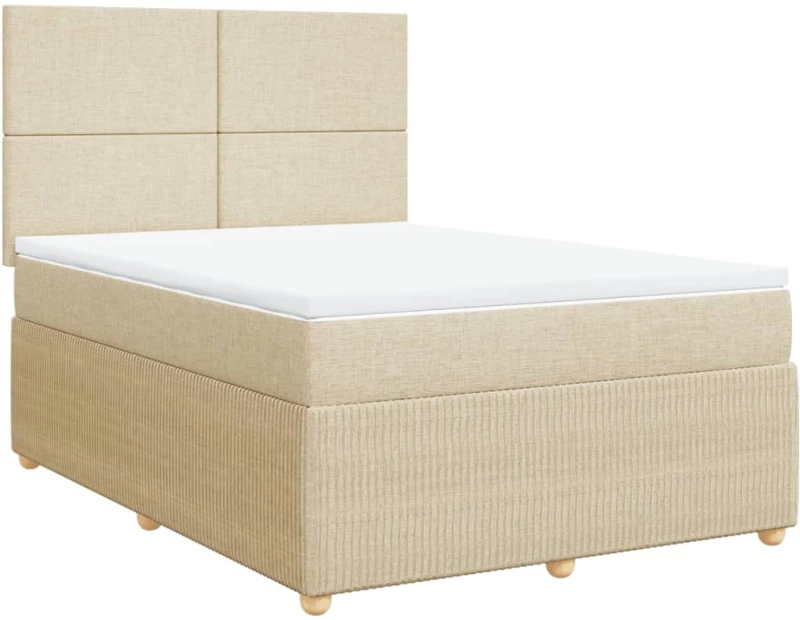 vidaXL Κρεβάτι Boxspring με Στρώμα Κρεμ 160x200 εκ. Υφασμάτινο