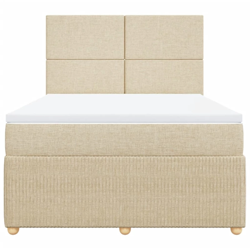 vidaXL Κρεβάτι Boxspring με Στρώμα Κρεμ 160x200 εκ. Υφασμάτινο
