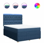 vidaXL Κρεβάτι Boxspring με Στρώμα Μπλε 140x200 εκ. Υφασμάτινο