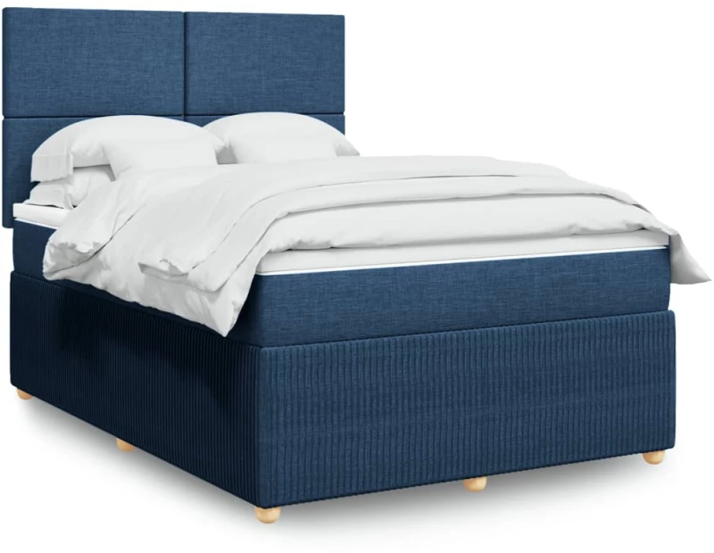 vidaXL Κρεβάτι Boxspring με Στρώμα Μπλε 160x200 εκ. Υφασμάτινο