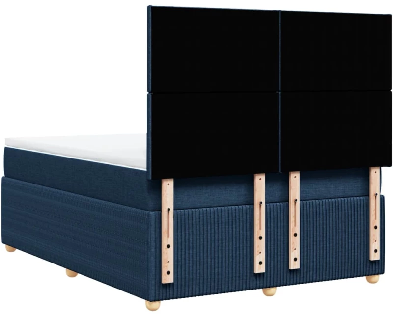 vidaXL Κρεβάτι Boxspring με Στρώμα Μπλε 160x200 εκ. Υφασμάτινο