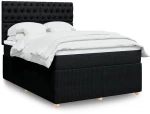 vidaXL Κρεβάτι Boxspring με Στρώμα Μαύρο 140x200 εκ. Υφασμάτινο