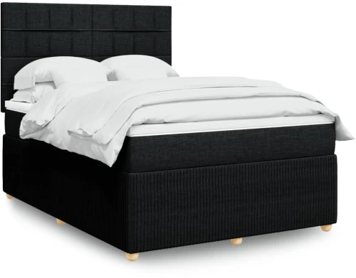 vidaXL Κρεβάτι Boxspring με Στρώμα Μαύρο 140x200 εκ. Υφασμάτινο