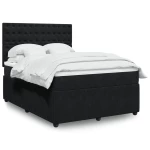 vidaXL Κρεβάτι Boxspring με Στρώμα Μαύρο 140x190 εκ. Βελούδινο
