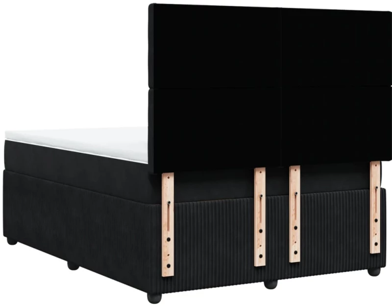 vidaXL Κρεβάτι Boxspring με Στρώμα Μαύρο 140x190 εκ. Βελούδινο