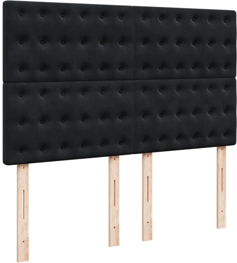 vidaXL Κρεβάτι Boxspring με Στρώμα Μαύρο 140x190 εκ. Βελούδινο