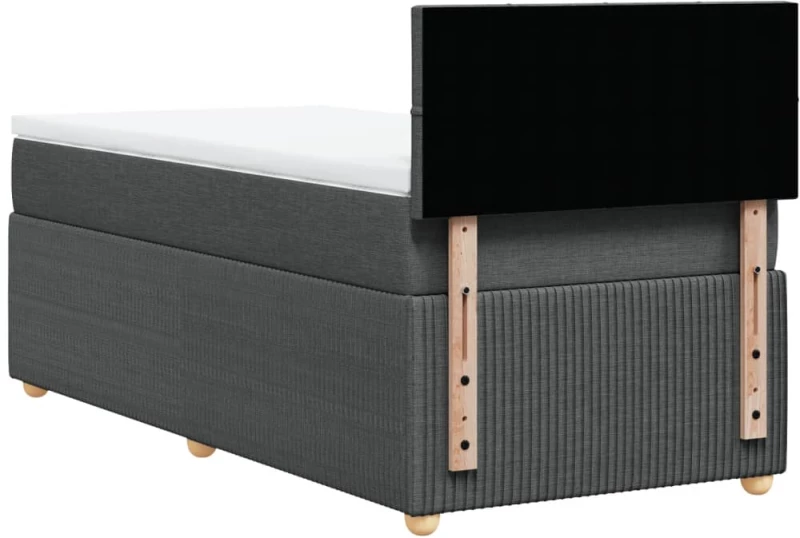 vidaXL Κρεβάτι Boxspring με Στρώμα Σκούρο Γκρι 90x200 εκ. Υφασμάτινο