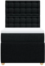 vidaXL Κρεβάτι Boxspring με Στρώμα Μαύρο 100 x 200 εκ. Υφασμάτινο