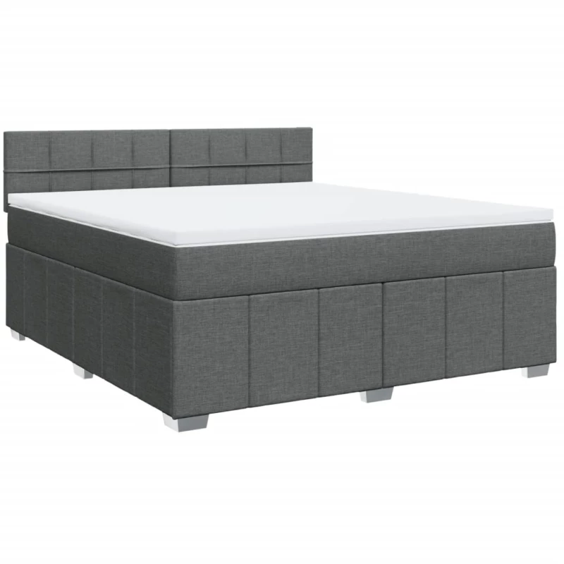 vidaXL Κρεβάτι Boxspring με Στρώμα Σκούρο Γκρι 180x200 εκ Υφασμάτιν