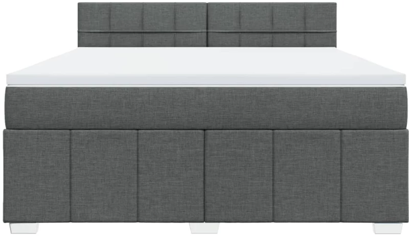 vidaXL Κρεβάτι Boxspring με Στρώμα Σκούρο Γκρι 180x200 εκ Υφασμάτιν