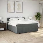 vidaXL Κρεβάτι Boxspring με Στρώμα Σκούρο Γκρι 180x200 εκ Υφασμάτιν