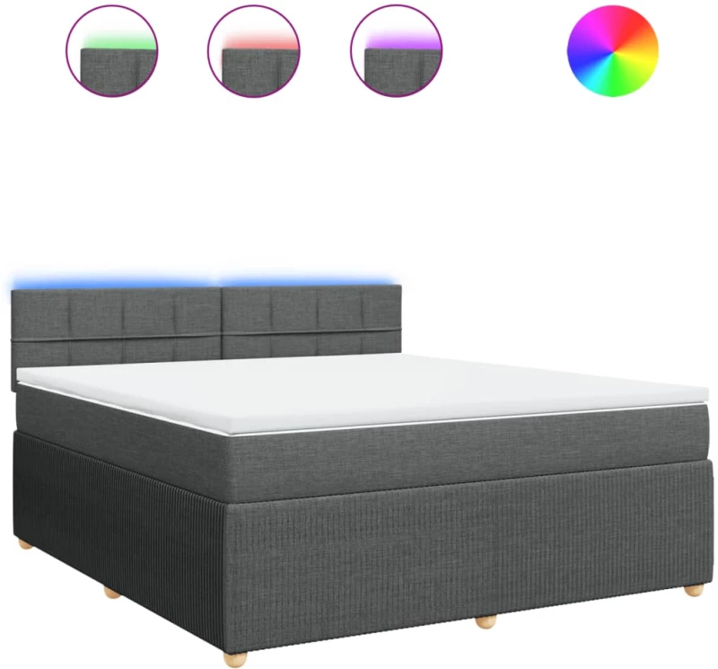 vidaXL Κρεβάτι Boxspring με Στρώμα Σκούρο Γκρι 180x200 εκ Υφασμάτιν