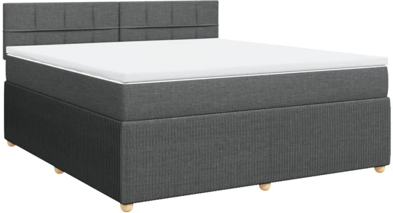 vidaXL Κρεβάτι Boxspring με Στρώμα Σκούρο Γκρι 180x200 εκ Υφασμάτιν