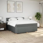 vidaXL Κρεβάτι Boxspring με Στρώμα Σκούρο Γκρι 180x200 εκ Υφασμάτιν