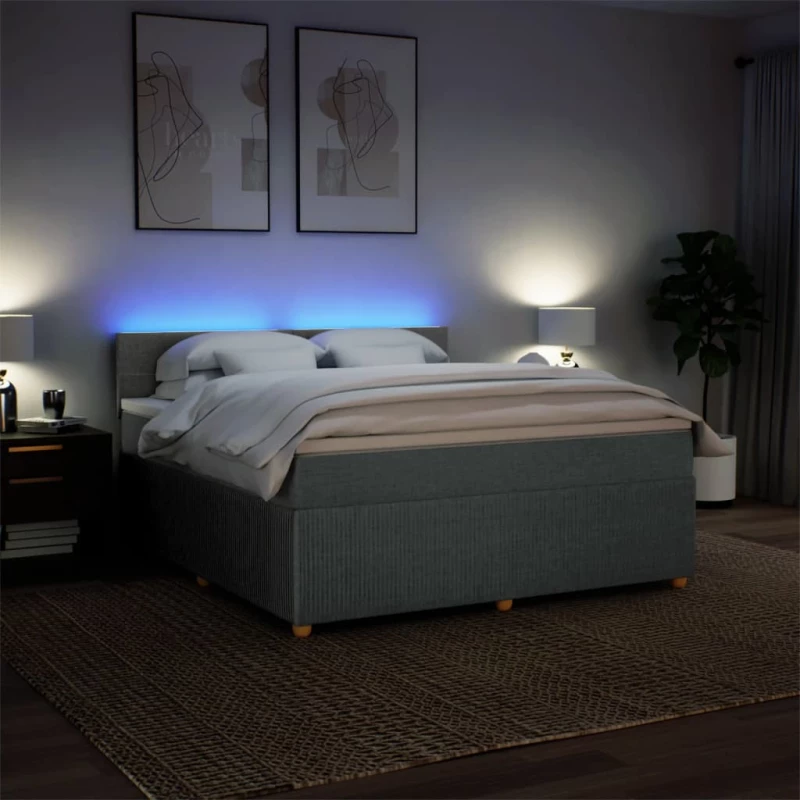 vidaXL Κρεβάτι Boxspring με Στρώμα Σκούρο Γκρι 180x200 εκ Υφασμάτιν