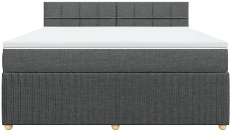 vidaXL Κρεβάτι Boxspring με Στρώμα Σκούρο Γκρι 180x200 εκ Υφασμάτιν