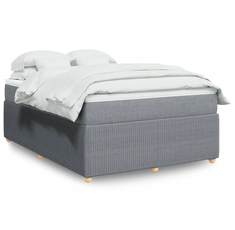 vidaXL Κρεβάτι Boxspring με Στρώμα Ανοιχτό Γκρι 140x190 εκ. Υφασμάτινο