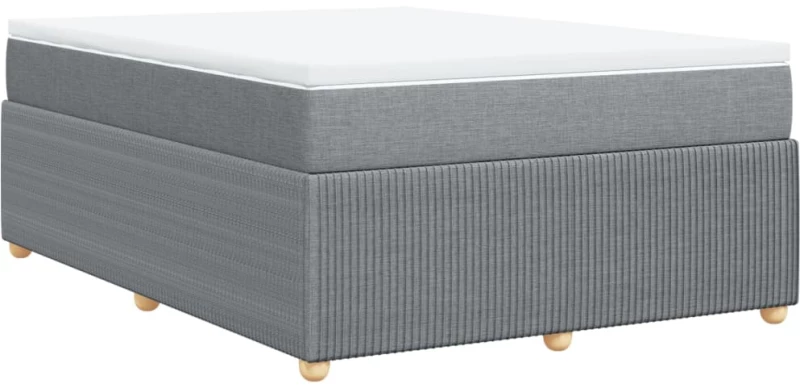 vidaXL Κρεβάτι Boxspring με Στρώμα Ανοιχτό Γκρι 140x190 εκ. Υφασμάτινο