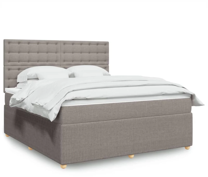 vidaXL Κρεβάτι Boxspring με Στρώμα Taupe 180x200 εκ. Υφασμάτινο