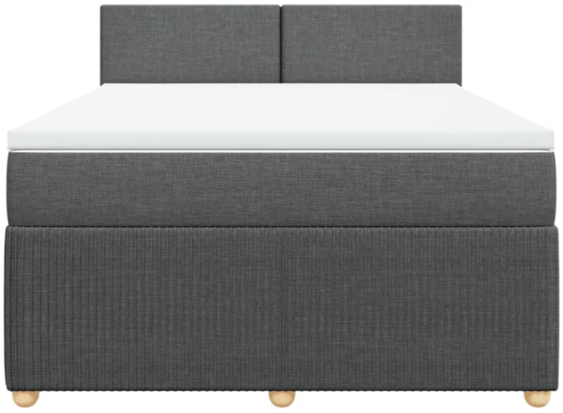 vidaXL Κρεβάτι Boxspring με Στρώμα Σκούρο Γκρι 140x200 εκ Υφασμάτινο