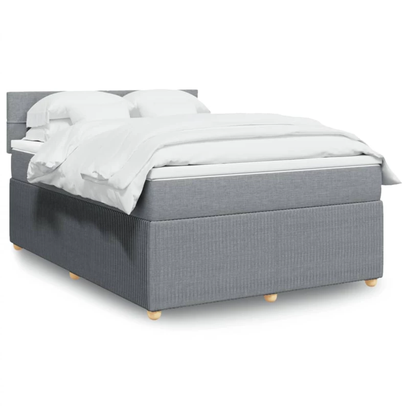 vidaXL Κρεβάτι Boxspring με Στρώμα Ανοιχτό Γκρι 140x200 εκ. Υφασμάτινο
