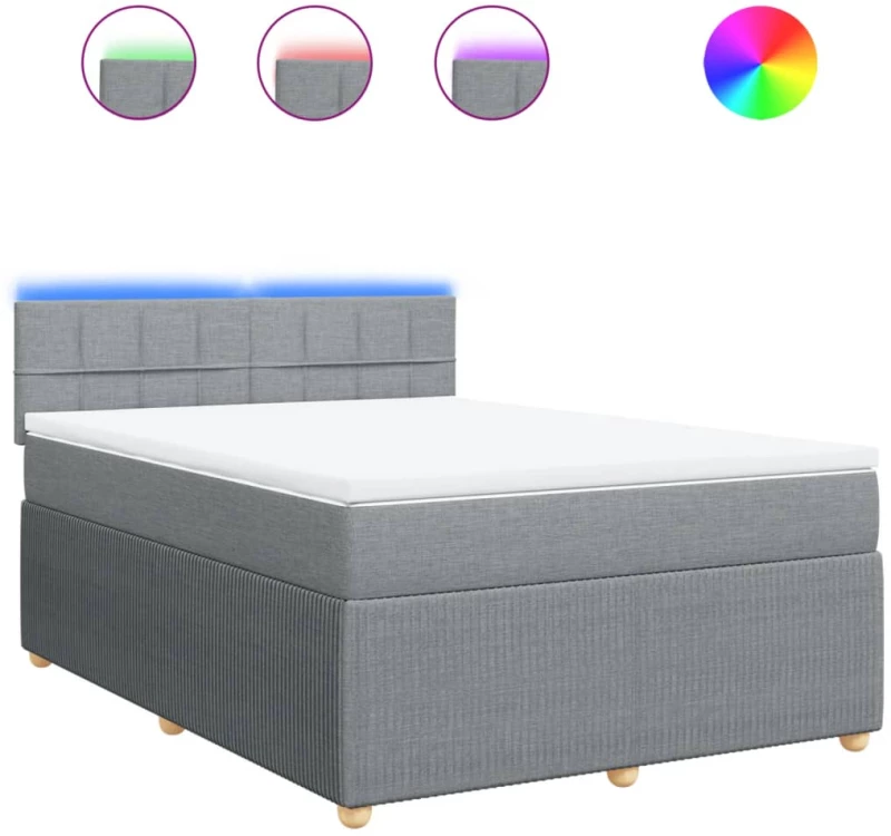 vidaXL Κρεβάτι Boxspring με Στρώμα Ανοιχτό Γκρι 140x200 εκ. Υφασμάτινο