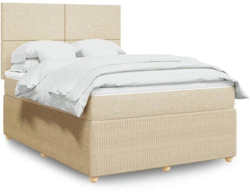 vidaXL Κρεβάτι Boxspring με Στρώμα Κρεμ 160x200 εκ. Υφασμάτινο