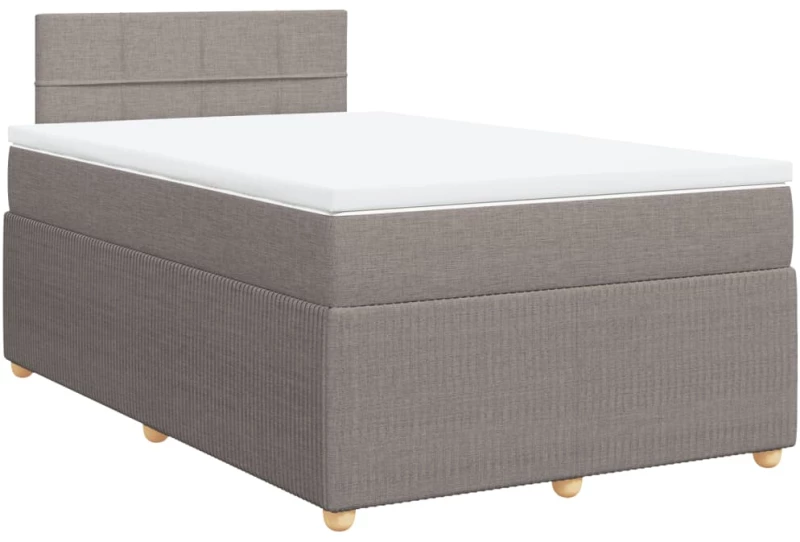 vidaXL Κρεβάτι Boxspring με Στρώμα Taupe 120x200 εκ. Υφασμάτινο