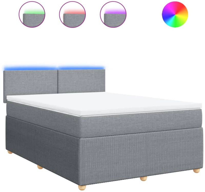 vidaXL Κρεβάτι Boxspring με Στρώμα Ανοιχτό Γκρι 140x190 εκ. Υφασμάτινο