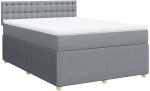 vidaXL Κρεβάτι Boxspring με Στρώμα Ανοιχτό Γκρι 140x190 εκ. Υφασμάτινο