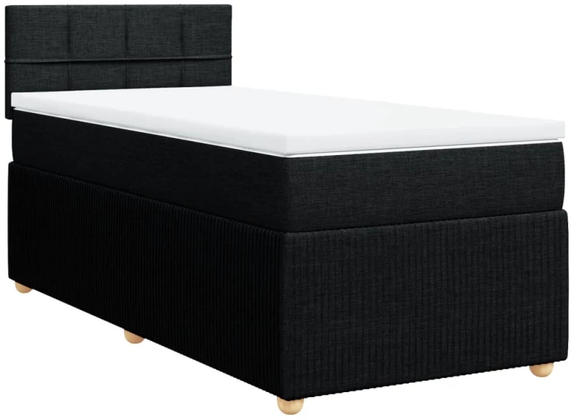 vidaXL Κρεβάτι Boxspring με Στρώμα Μαύρο 90x200 εκ. Υφασμάτινο