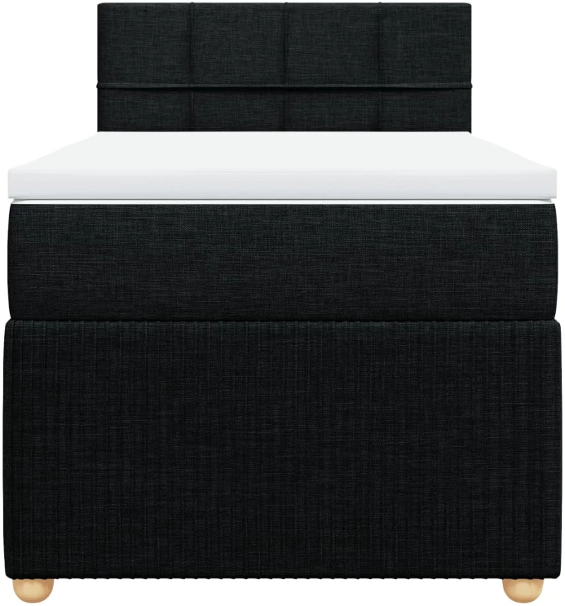 vidaXL Κρεβάτι Boxspring με Στρώμα Μαύρο 90x200 εκ. Υφασμάτινο