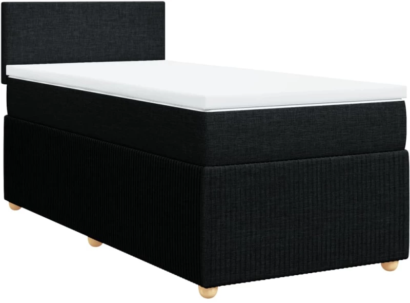 vidaXL Κρεβάτι Boxspring με Στρώμα Μαύρο 100 x 200 εκ. Υφασμάτινο
