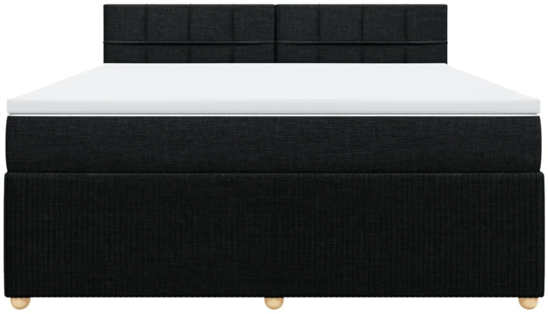 vidaXL Κρεβάτι Boxspring με Στρώμα Μαύρο 180x200 εκ. Υφασμάτινο