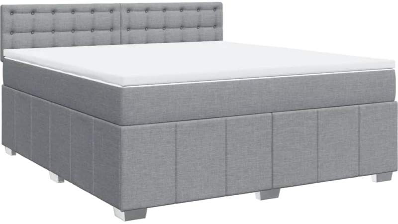 vidaXL Κρεβάτι Boxspring με Στρώμα Ανοιχτό Γκρι 180x200 εκ. Υφασμάτινο