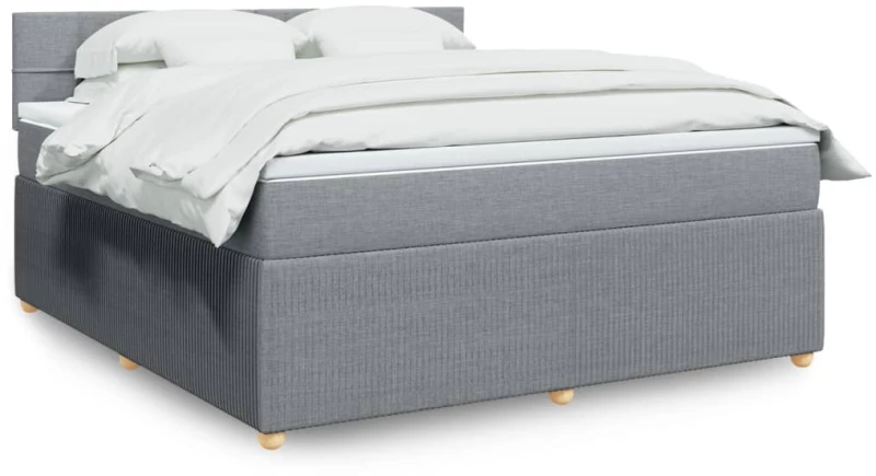 vidaXL Κρεβάτι Boxspring με Στρώμα Ανοιχτό Γκρι 180x200 εκ. Υφασμάτινο