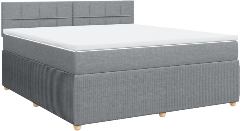 vidaXL Κρεβάτι Boxspring με Στρώμα Ανοιχτό Γκρι 180x200 εκ. Υφασμάτινο