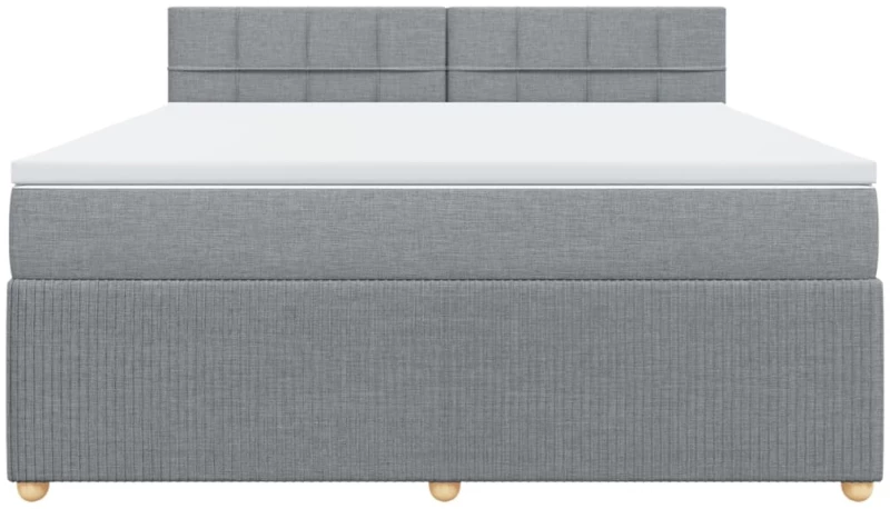 vidaXL Κρεβάτι Boxspring με Στρώμα Ανοιχτό Γκρι 180x200 εκ. Υφασμάτινο