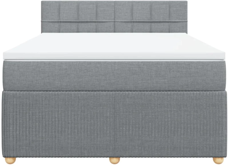 vidaXL Κρεβάτι Boxspring με Στρώμα Ανοιχτό Γκρι 140x190 εκ. Υφασμάτινο