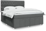 vidaXL Κρεβάτι Boxspring με Στρώμα Σκούρο Γκρι 180x200 εκ Υφασμάτιν
