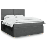 vidaXL Κρεβάτι Boxspring με Στρώμα Σκούρο Γκρι 180x200 εκ Υφασμάτιν