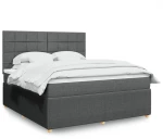 vidaXL Κρεβάτι Boxspring με Στρώμα Σκούρο Γκρι 180x200 εκ Υφασμάτιν