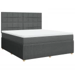 vidaXL Κρεβάτι Boxspring με Στρώμα Σκούρο Γκρι 180x200 εκ Υφασμάτιν